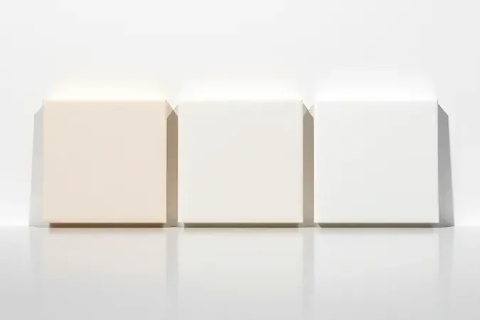 Comparação de acabamentos de tinta fosco, acetinado e semibrilho em renderização 3D com iluminação de estúdio.
