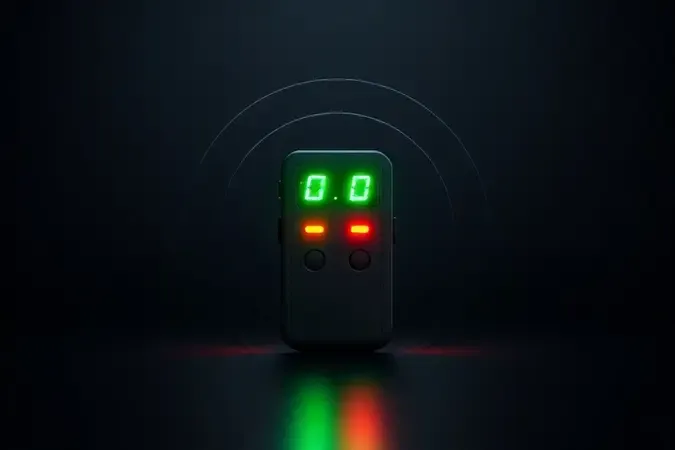 Indicadores visuais e sonoros de detector de tensão em renderização 3D com LEDs e ondas sonoras abstratas