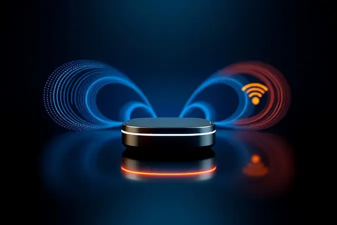 Comparação conceitual entre sinais Bluetooth e Wi-Fi para scanner automotivo em renderização 3D profissional.