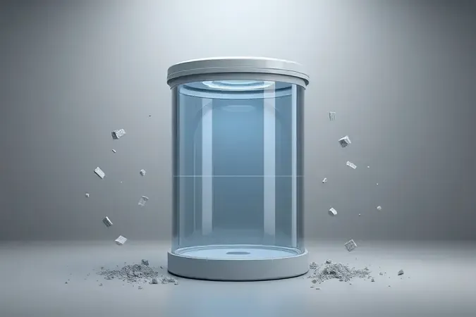 Render 3D conceitual ilustrando capacidade de armazenamento de aspirador industrial com tanque transparente