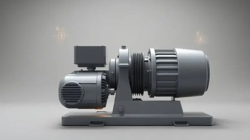 Motor industrial e tambor de betoneira em composição conceitual 3D destacando potência e capacidade