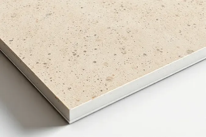 Seção transversal de porcelanato para área externa mostrando camadas e textura antiderrapante