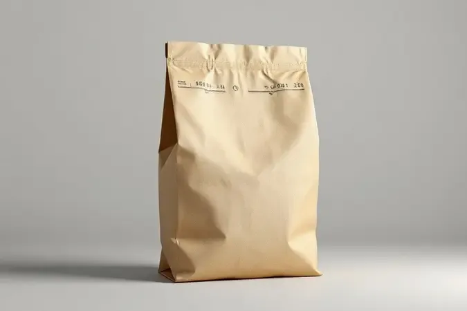 Saco de cimento genérico com relevos abstratos representando códigos técnicos em renderização 3D