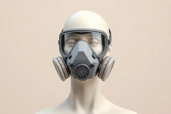 Demonstração conceitual 3D de como ajustar corretamente uma máscara de pintura no rosto