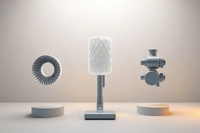 Composição conceitual 3D representando critérios para escolha de aspirador de pó e água com elementos abstratos de sucção e filtragem.