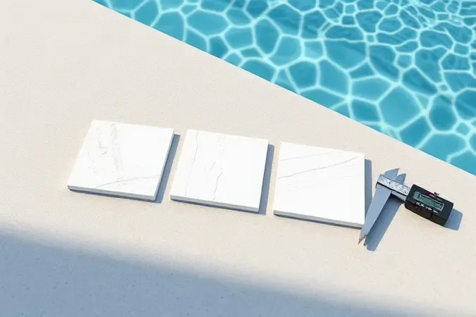 Comparação entre diferentes tipos de argamassa colante para piscina com acabamentos e texturas variadas
