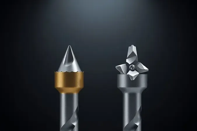 Comparação conceitual 3D entre pontas de broca para metal e para madeira lado a lado