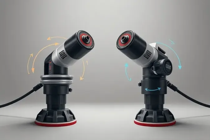 Comparação visual 3D entre lixadeira orbital simples e lixadeira roto orbital mostrando padrões de movimento distintos.