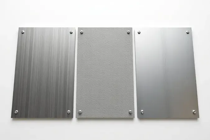 Render 3D comparando materiais de caixas de ferramentas: aço escovado, plástico resistente e alumínio lado a lado.