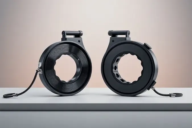 Renderização 3D comparativa entre passa fios de alma de aço liso e modelo helicoidal lado a lado