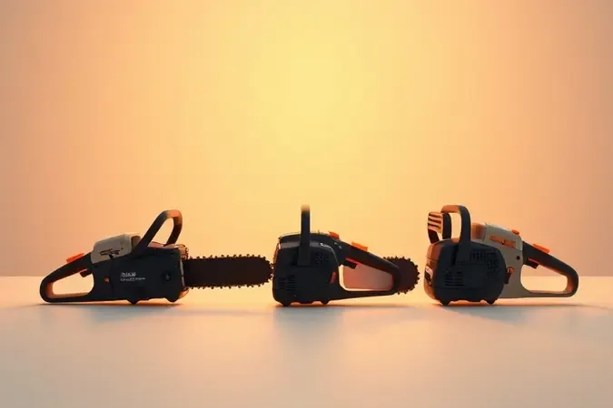 Três silhuetas de motosserras elétricas em diferentes tamanhos representando o processo de escolha da ferramenta ideal