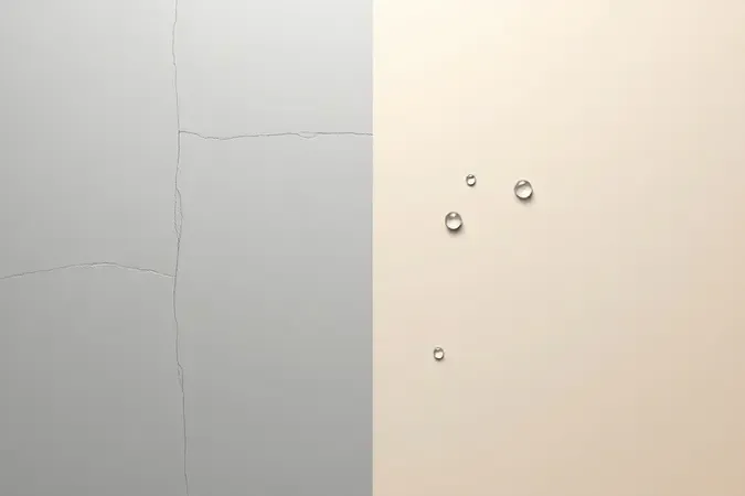 Comparação visual 3D entre superfície com tinta acrílica comum e tinta emborrachada impermeável lado a lado.