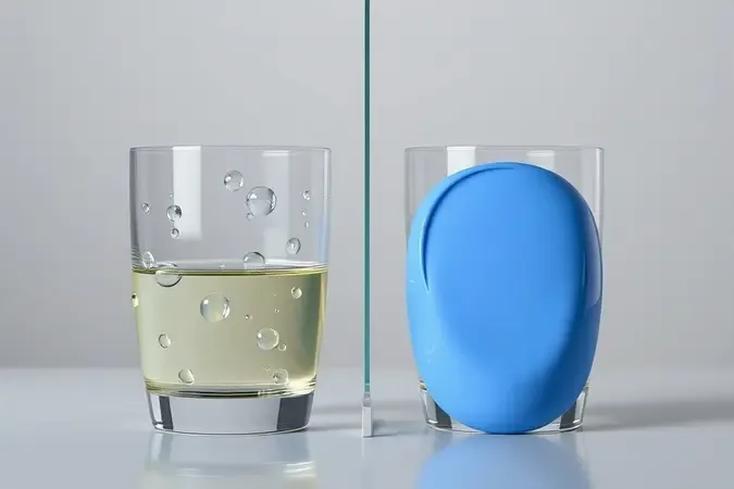 Comparação conceitual entre tinta base água e tinta base solvente em renderização 3D com iluminação profissional.