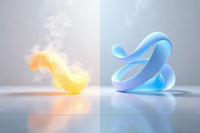 Comparação conceitual 3D entre tecnologia de vapor e sucção na limpeza de pisos com elementos abstratos distintos.