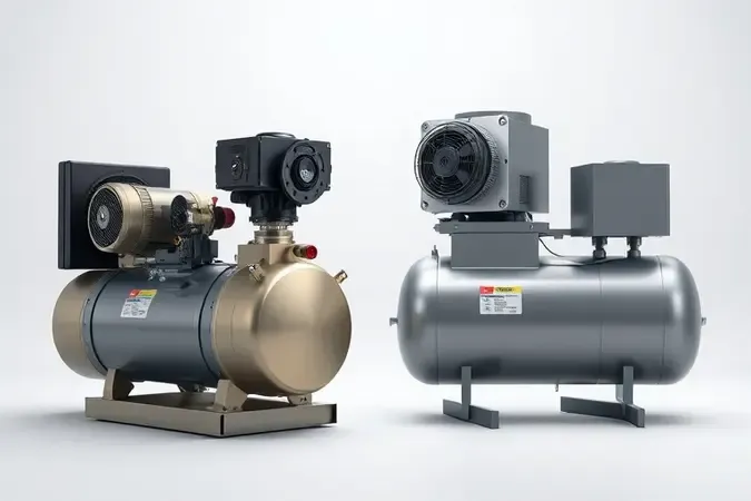 Comparação conceitual 3D entre compressor de ar direto e modelo com reservatório para pintura