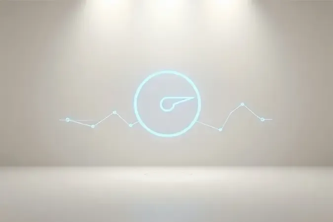 Renderização 3D conceitual ilustrando símbolos abstratos de medição elétrica em ambiente minimalista e profissional.