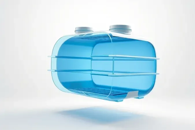 Render 3D conceitual destacando aspectos técnicos e estruturais de caixas d'água modernas com materiais realistas.
