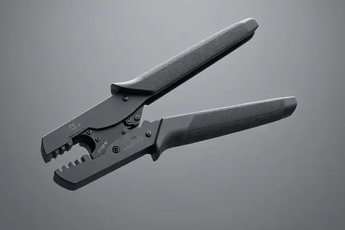 Renderização 3D destacando design ergonômico e empunhadura confortável de alicate desencapador genérico com materiais duráveis e iluminação profissional.