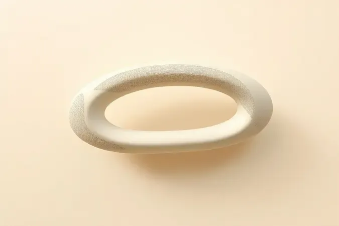 Renderização 3D de empunhadura ergonômica abstrata para ferramentas de jardinagem.