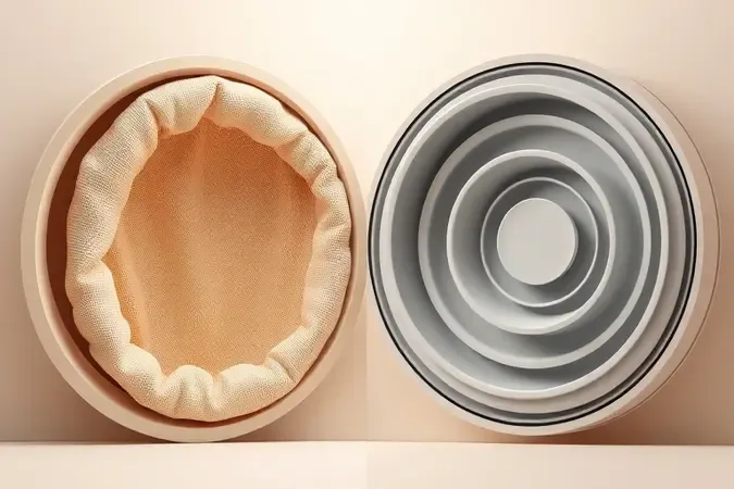 Conceito 3D comparando sistemas internos de aspirador com saco de tecido e sem saco com design ciclônico