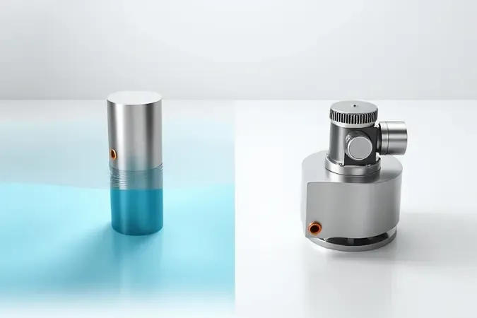 Comparação visual entre bomba submersa dentro da água e bomba externa sobre superfície em render 3D.