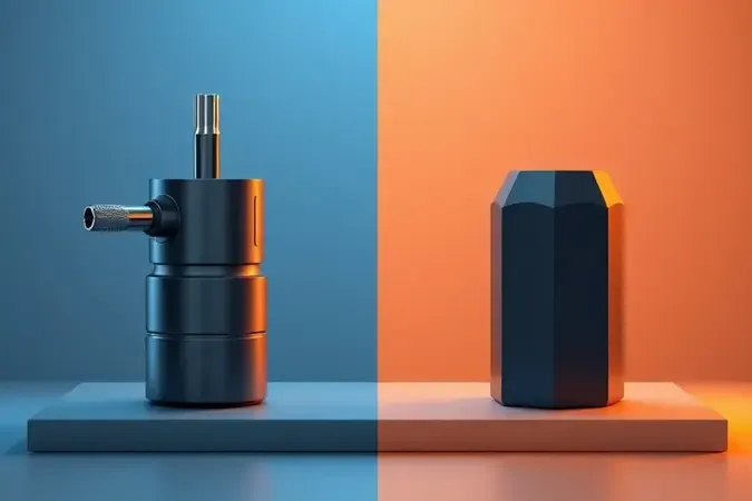 Render 3D comparativo lado a lado entre mecanismo de furadeira e parafusadeira com iluminação dual.