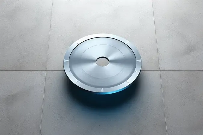 Disco diamantado conceitual para corte de porcelanato em composição 3D profissional.