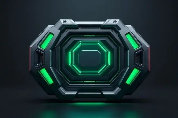 Renderização 3D com módulo de bateria blindado representando durabilidade e autonomia de chave de impacto.