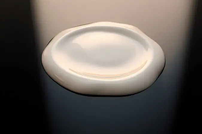 Render 3D conceitual de emulsão polidora automotiva com textura sedosa e reflexos perolados espalhando-se sobre superfície escura e brilhante.