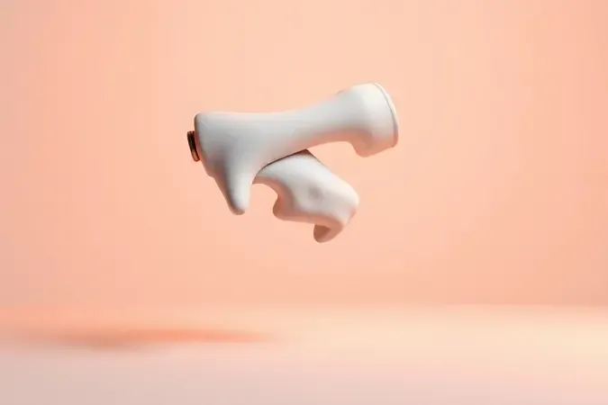 Render 3D conceitual de forma ergonômica abstrata representando empunhadura confortável de alicate com curvas suaves e iluminação difusa.