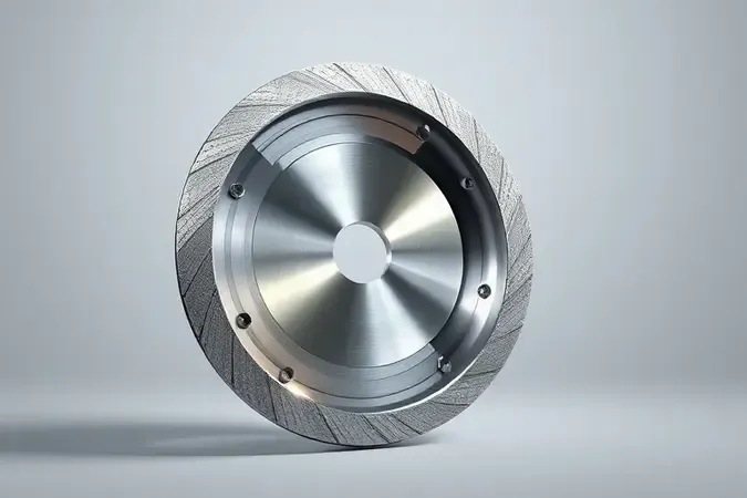 Vista explodida em corte de disco diamantado sem marca revelando estrutura interna com núcleo metálico e segmentos de diamante em render 3D.
