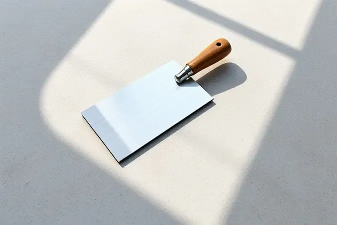 Ferramentas profissionais para aplicação de cimento queimado, incluindo desempenadeira, sobre superfície limpa.