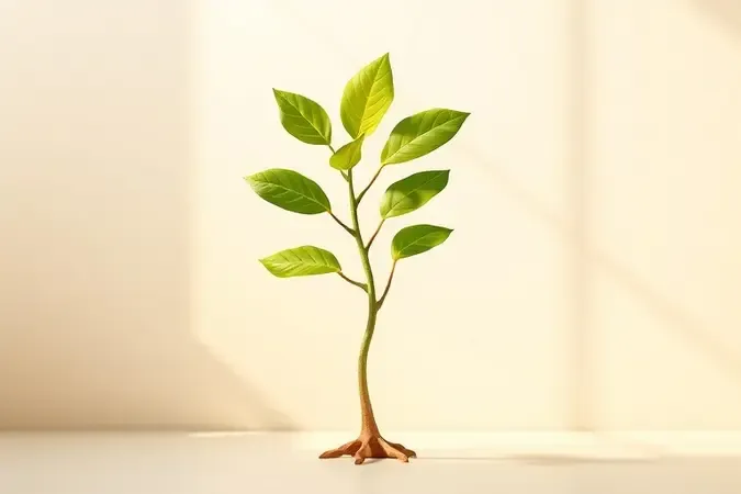 Renderização 3D conceitual de galho podado com brotos verdes simbolizando renovação e saúde das plantas após poda correta.