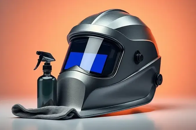 Imagem 3D conceitual representando a durabilidade e manutenção de máscaras de solda com materiais resistentes.