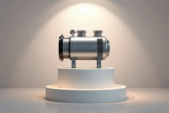 Render 3D conceitual de compressor destacado como melhor escolha com iluminação premium
