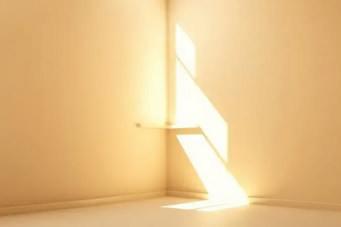 Canto interno com paredes pintadas em tom bege suave sob luz natural em render 3D conceitual.