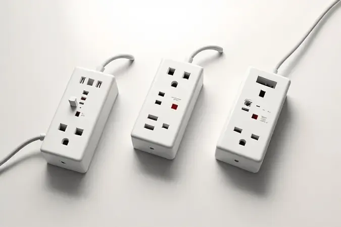 Renderização 3D de diferentes modelos de extensões elétricas para auxiliar na escolha ideal.