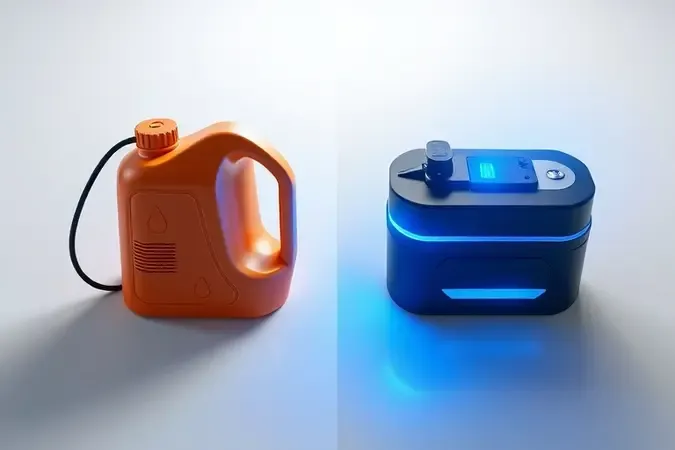 Comparação entre motosserra a gasolina e a bateria, destacando vantagens de cada tecnologia para diferentes usos