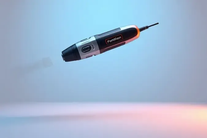 Parafusadeira sem fio flutuando em composição 3D que representa versatilidade e liberdade de movimento em trabalhos diversos.