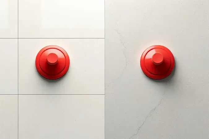Comparação conceitual 3D entre ventosa em porcelanato liso polido e porcelanato texturizado fosco.