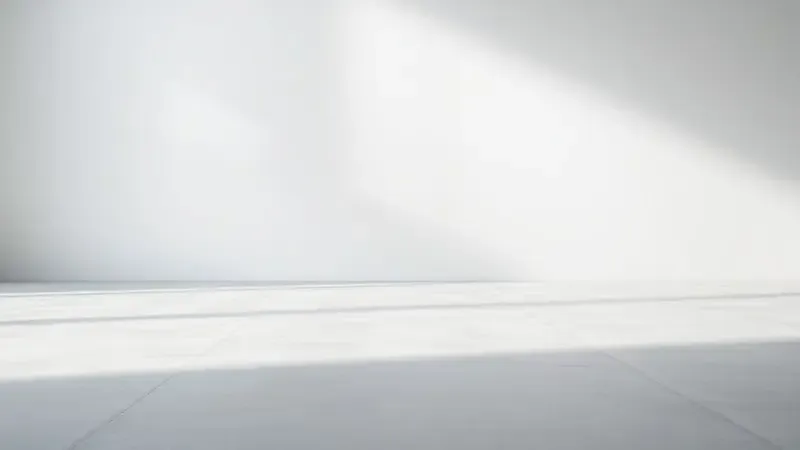 Renderização 3D conceitual das etapas de preparação do piso antes da pintura com superfície em três estágios progressivos.