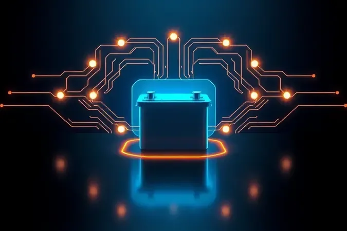 Cena conceitual 3D representando a proteção da eletrônica do veículo através da bateria automotiva