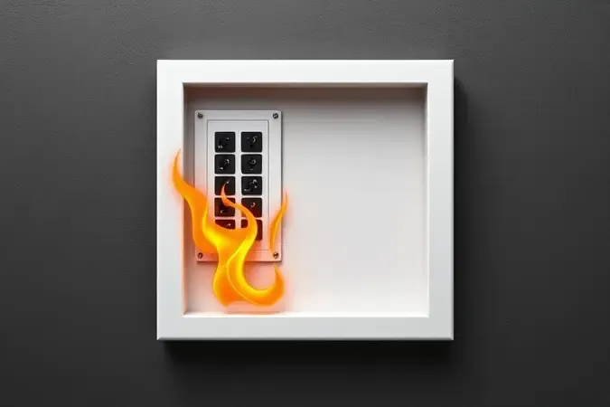 Render 3D conceitual de material PVC antichamas para quadro de distribuição com demonstração de resistência térmica