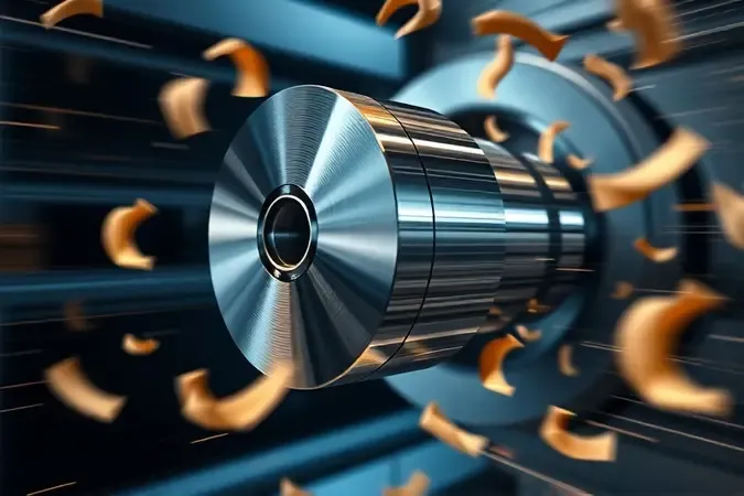 Render 3D conceitual de cilindro de corte giratório representando velocidade e RPM em plaina desengrossadeira