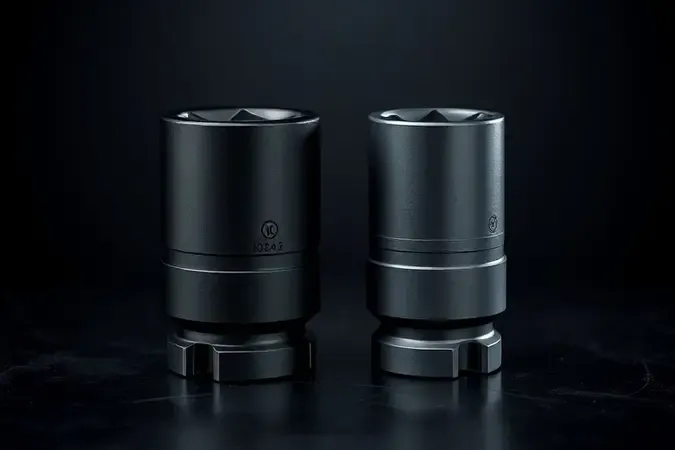 Soquetes de impacto robustos sem marca com acabamento preto fosco e iluminação dramática em render 3D