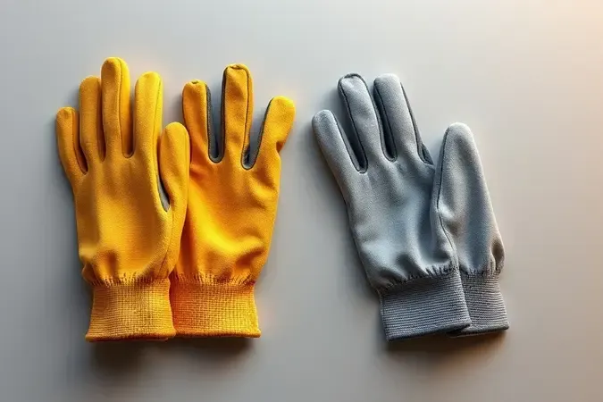 Comparação conceitual 3D entre luvas de trabalho novas e desgastadas ilustrando momento de substituição.
