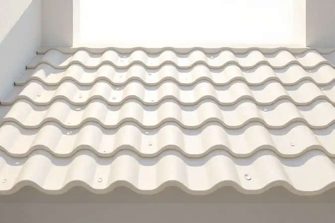 Render 3D de telha de fibrocimento com revestimento protetor durável, simbolizando manutenção e longa vida útil.