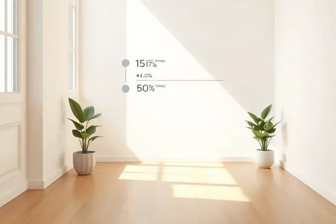 Render 3D de ambiente doméstico impecável com elementos abstratos representando avaliações positivas.