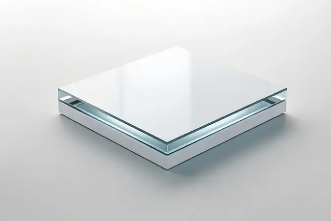 Render 3D conceitual de camada de tinta epóxi com acabamento brilhante e durável em corte transversal moderno.