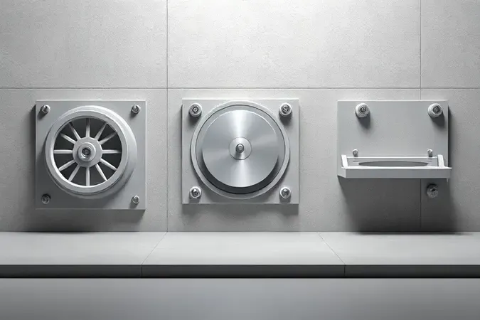 Composição 3D conceitual comparando três abordagens de corte de porcelanato lado a lado em superfície limpa.